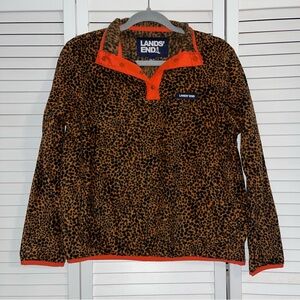 Lands End Leopard Print / Fleece Lightweight Pullover w Pockets | Size XS/P 2-4